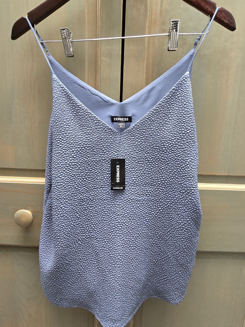 Express Textured V-Neck Cami in Light Blue